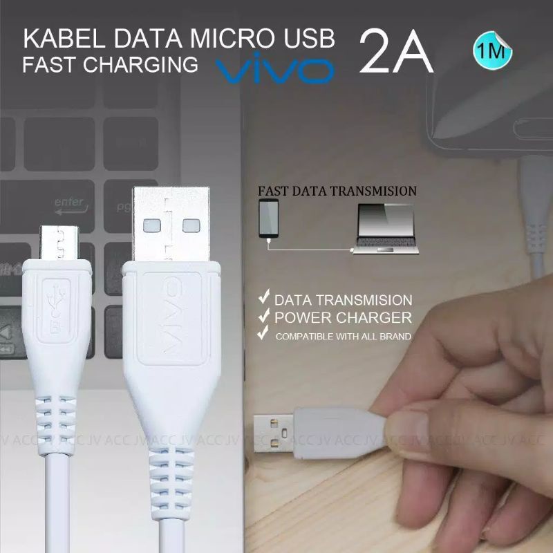 Kabel Data Vooc Micro USB / Type C Vivo V7 V9 V15 Y53 Y91 Y71 X27 X27 PRO Y30 Y30I Y50 X50 Pro Original Fast Charging