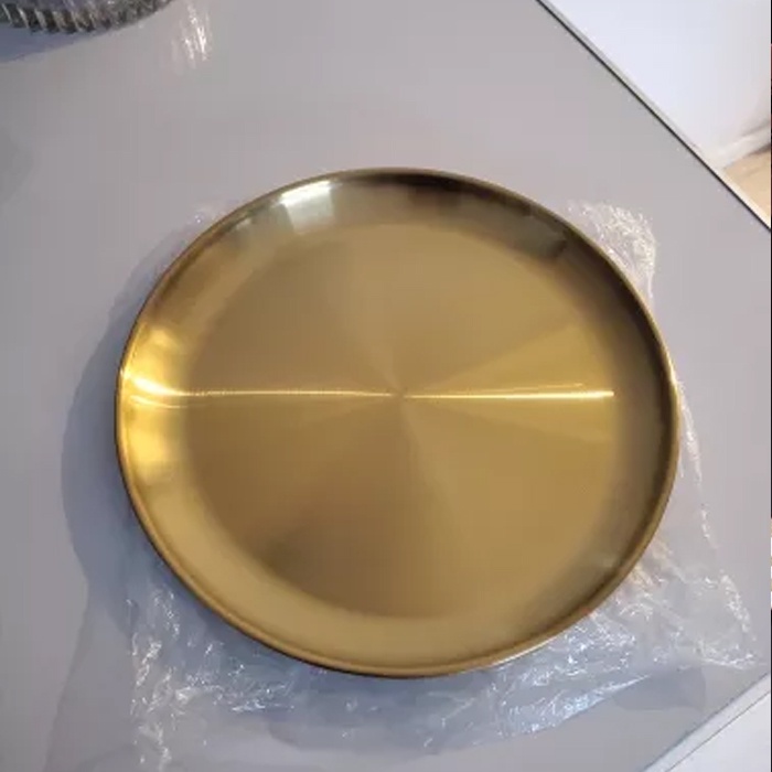 Piring Stainless Korea Piring Cantik Tempat Saji Kue Warna Gold dan Silver