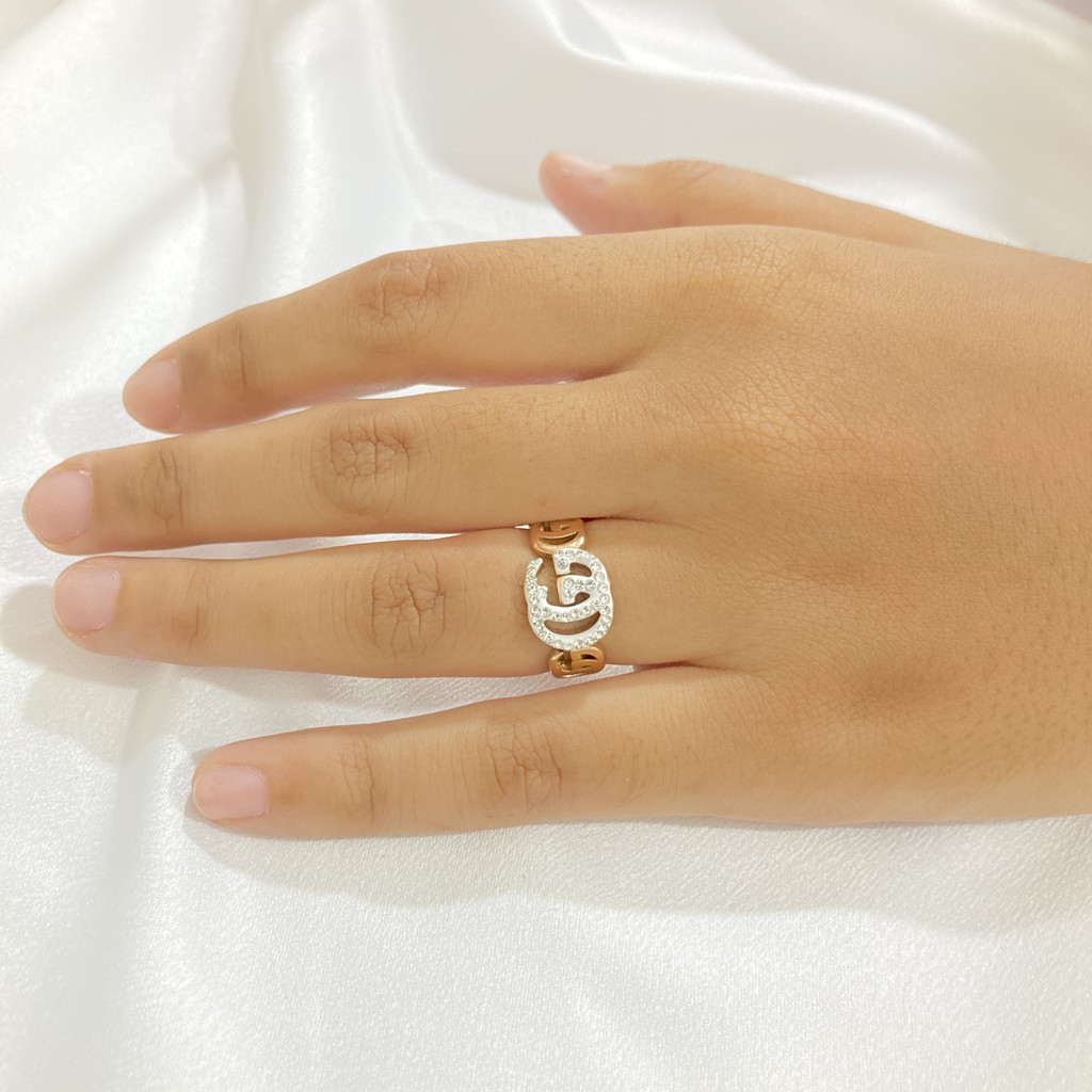 Cincin Titanium Wanita Permata Perhiasan Fashion