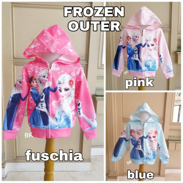 JACKET HODDIE ANAK PEREMPUAN MOTIF FROZEN ELSA ANNA / JAKET ANAK PRINCESS IMPORT