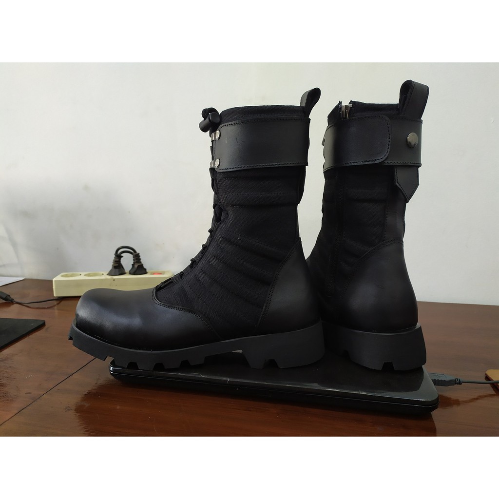 PROMO ZimZam Sepatu PDL Ninja Titan Safety Black Kulit Doff Sol Radial TNI Polisi Murah