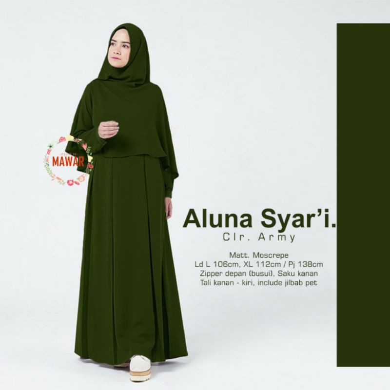 Goenzshop Gamis Aluna Syari, Busui+Wudhu Friendly