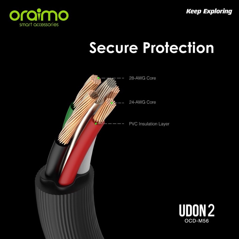 Oraimo OCD-M56 Kabel Data Micro USB 2 meter Android Data Cable Fast Charging - Garansi Resmi 1 Tahun