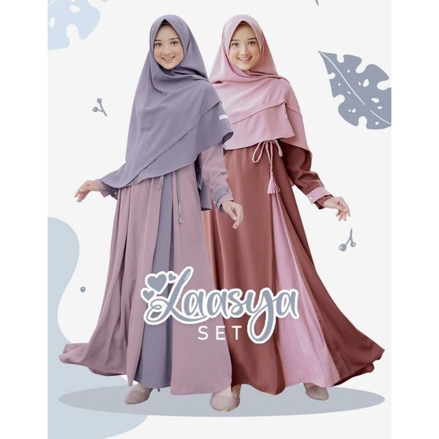 Laasya Gamis set syari premium umbrella by Silmee warna polos
