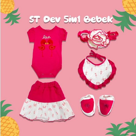 SETELAN BAYI DEVINITA 5IN1 / SET PAKAIAN BAYI DEVINITA 5IN1 MURAH/ TERLENGKAP