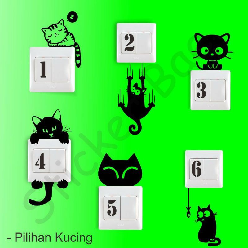 stiker saklar dinding kucing cutting sticker