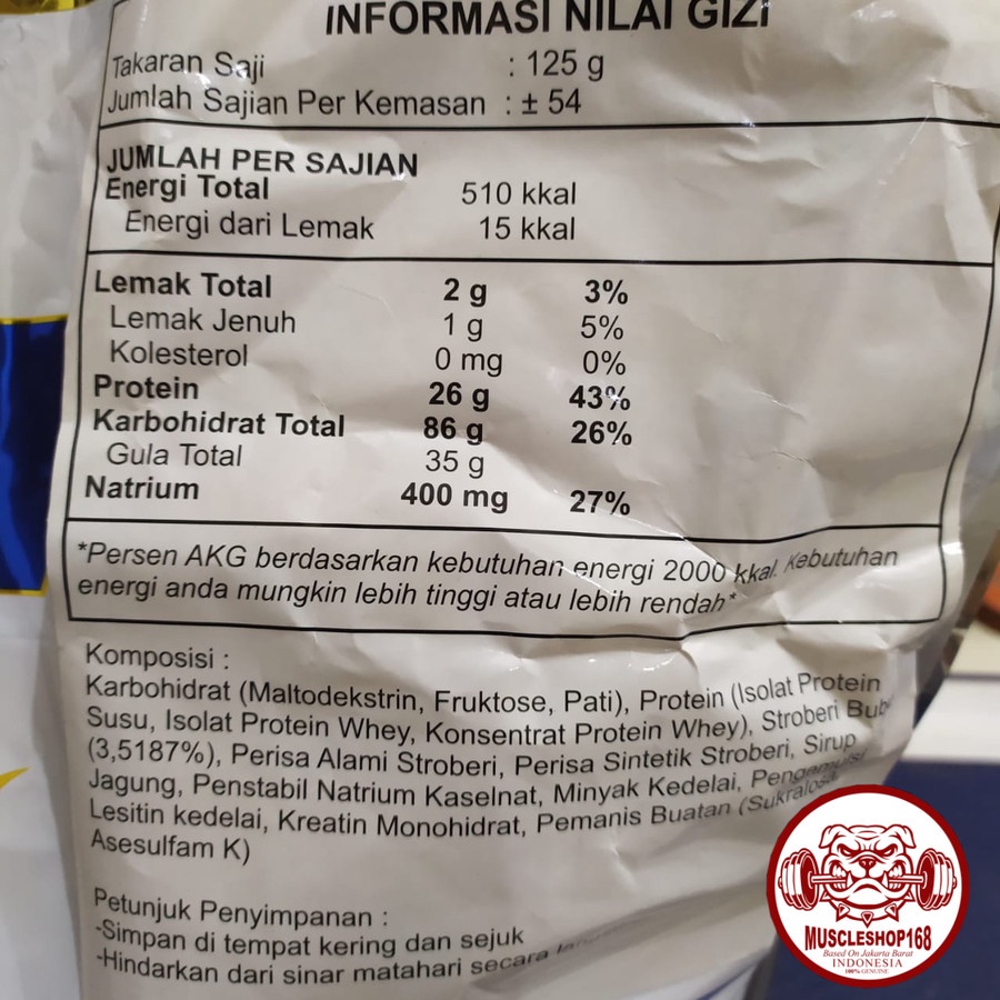 King Mass 1 Lbs Ronnie Coleman RC Gainer Susu Penambah Berat Badan Kemasan Repack 1Lbs