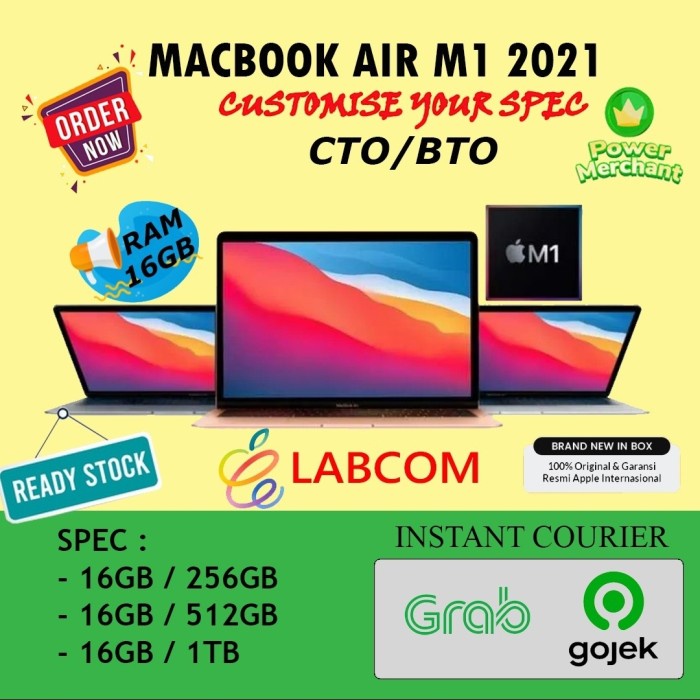 mahesstore  new macbook air 13 2020 m1 chip cto 16gb ram   16gb 256gb diskon