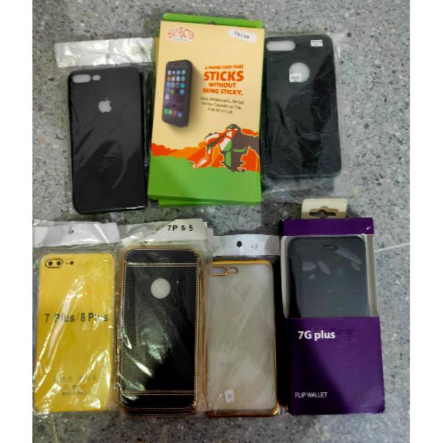 Iphone 7 Plus & 8 Plus Anticrack hardcase akrilik, flipwallet, magic stick case, case black doff