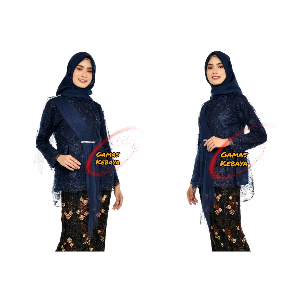 (REALPICT) ATASAN BLOUSE AMALIA SELENDANG MODERN ~ KEBAYA AURORA SELENDANG TILLE ~ SETELAN KEBAYA MODERN ~ KEBAYA AKAD