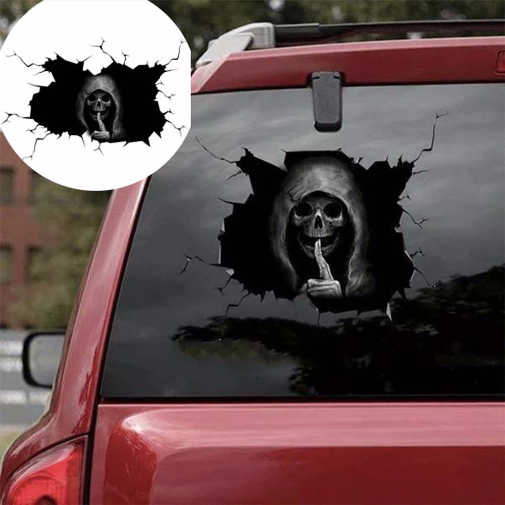 AUGUSTINA 1pc Car Sticker Horror Car Decoration Decal Pull Fuel Tank Decal Stickers Skull Skeleton Motorcycle Accessories Skeleton Skull Sticker Wall Stickers Car Styling