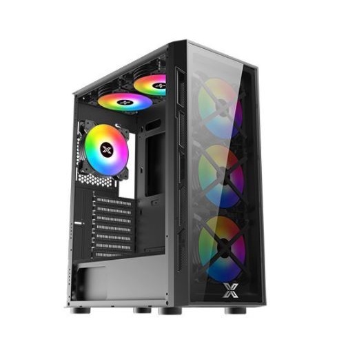 Casing komputer gaming xagatek atx tempered glass with 4 fan 120mm rgb coolbox - Pc case cool box