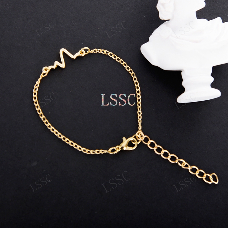 2021 Mode Korea Elektrokardiogram Gelang Ukuran Disesuaikan Pria / Wanita Pasangan Bangle Bracelet