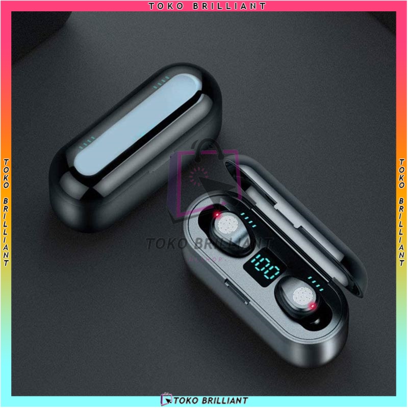 [𝐁𝐈𝐒𝐀 𝐂𝐎𝐃] F9 Headset Bluetooth 5.0 Earphone Wireless TWS F9 9D Stereo Sentuhan Pintar With Mikrofon PowerBank