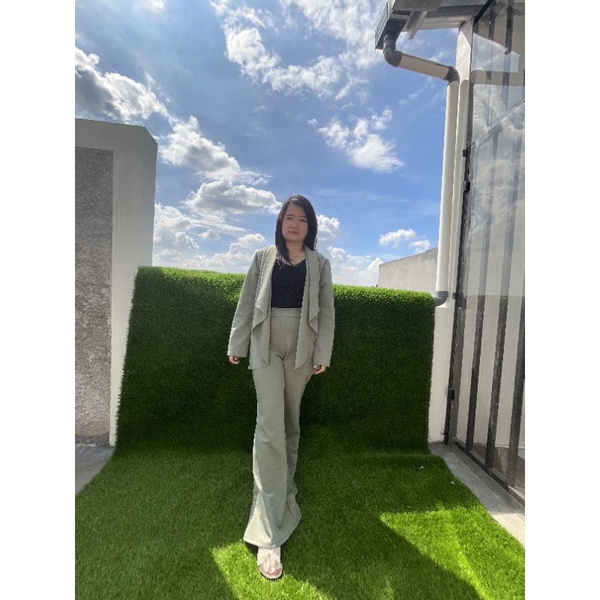 70740 Setelan Blazer Kerja  ( Blazer + Celana Panjang ) setelan kerja scuba titanium