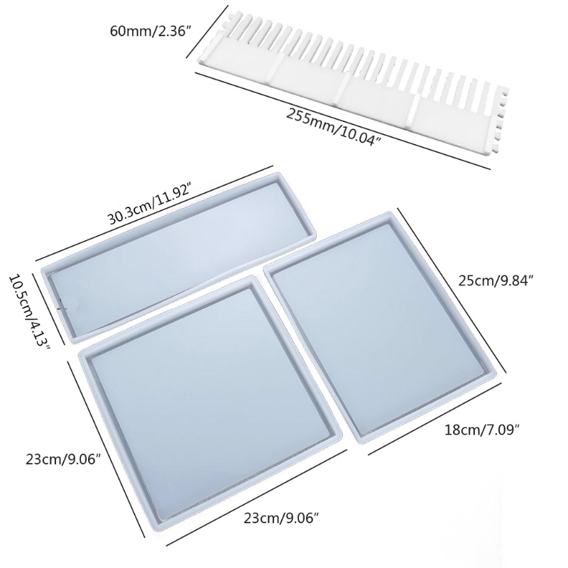 SIY  Silicone Resin Tray Mold Epoxy Resin Casting Mold for DIY Vanity Tray Jewelry Tray Serving Board and Serving Tray Mold