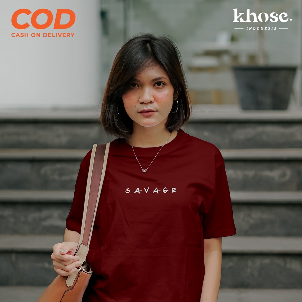 KHOSE Kaos Unisex SAVAGE Kode S-44 / Kaos Basic Pria dan Wanita