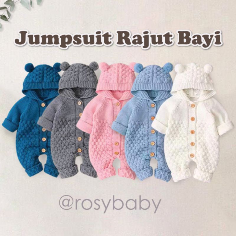 J(READY STOCK) Jaket Bayi rajut Tebal Jumpsuit Rajut Baju cardigan bayi baju hoodie popcorn pompom Jumper jaket aket Bayi Rajut Baju cardigan rajut bayi Baju bayi Jaket bayi rajut cardigan bayi baju rajut hoodie