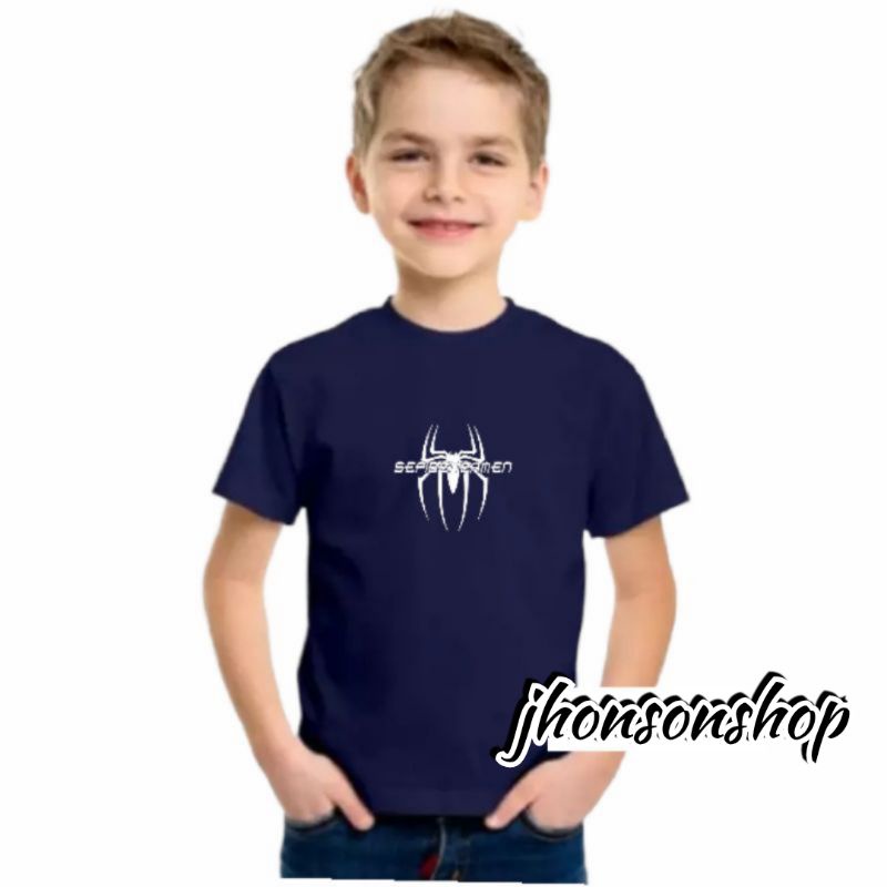 kaos oblong anak-anak logo SPIDER-MEN unisex catton buat usia 2-11