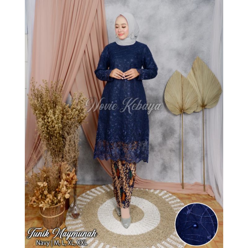 (COD) KIRANAOL - SETELAN KEBAYA MODERN - SET KEBAYA TUNIK TILLE MODERN - BAJU KEBAYA MODERN - KEBAYA WISUDA - ATASAN KEBAYA BRUKAT - BAJU KEBAYA BRUKAT - KEBAYA BROKAT - KEBAYA TILLE - KEBAYA WISUDA - TUNIK TILLE - KEBAYA TUNIK-KEBAYA MODERN BY KIRANAOL-Navy