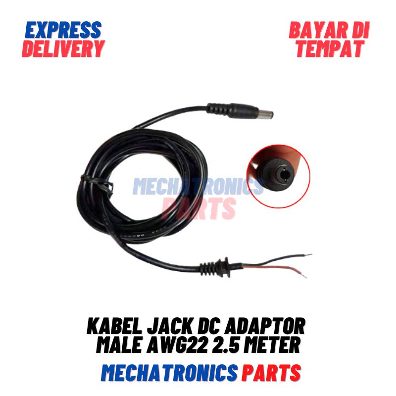 KABEL JACK DC ADAPTOR COWOK/MALE AWG22 2.5 Meter