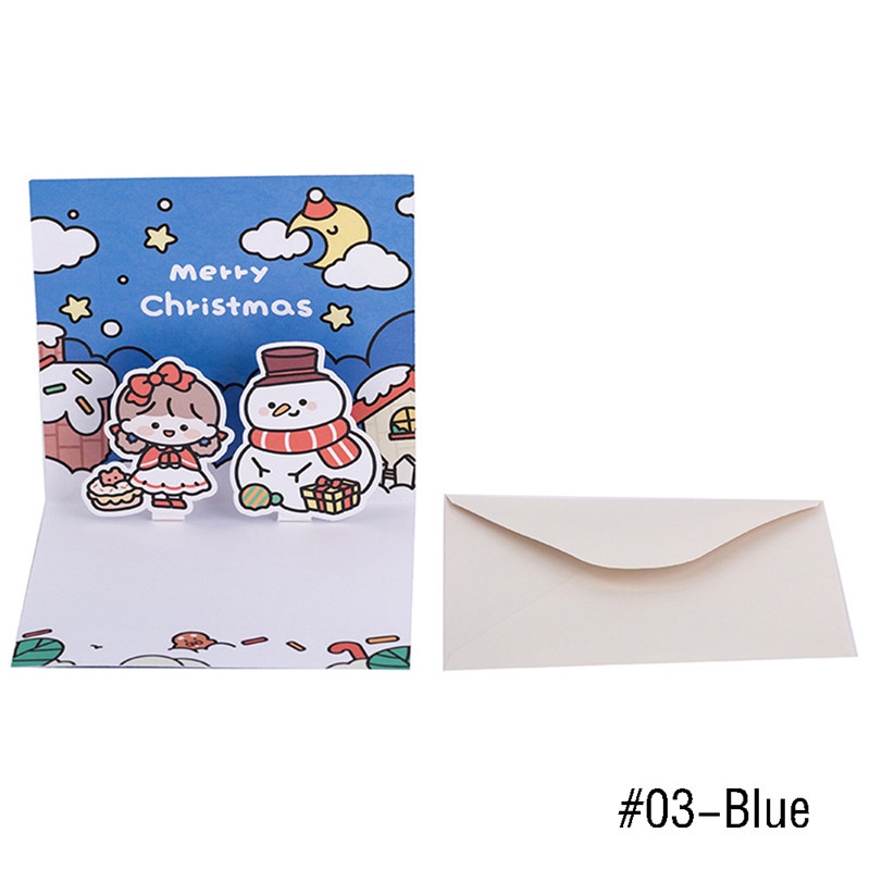 TK Happy New Year Greeting Card Merry Christmas Cards with Envelope Kids Mini Postcard Gift Card Xmas Party