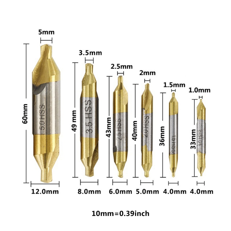 Mary 6pcs / Set Mata Bor Lapis Timah HSS 1.0-5.0mm 60 Derajat Untuk Melubangi Logam