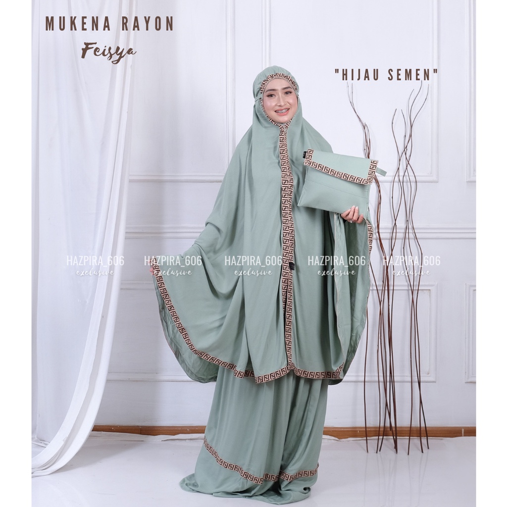 MUKENA DEWASA RAYON POLOS FEISYA JUMBO