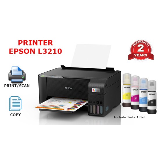 PRINTER EPSON L3210 INCLUDE TINTA (PRINT, SCAN &amp; COPY/ALL IN ONE) PENGGANTI L3110 GARASNSI RESMI EPSON