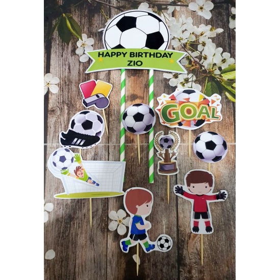 

topper cake bola/hiasan kue tema bola/hiasan cake