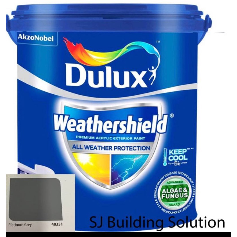 Cat Tembok Dulux Weathershield Cat Eksterior Luar 2.5Ltr Platinum Grey