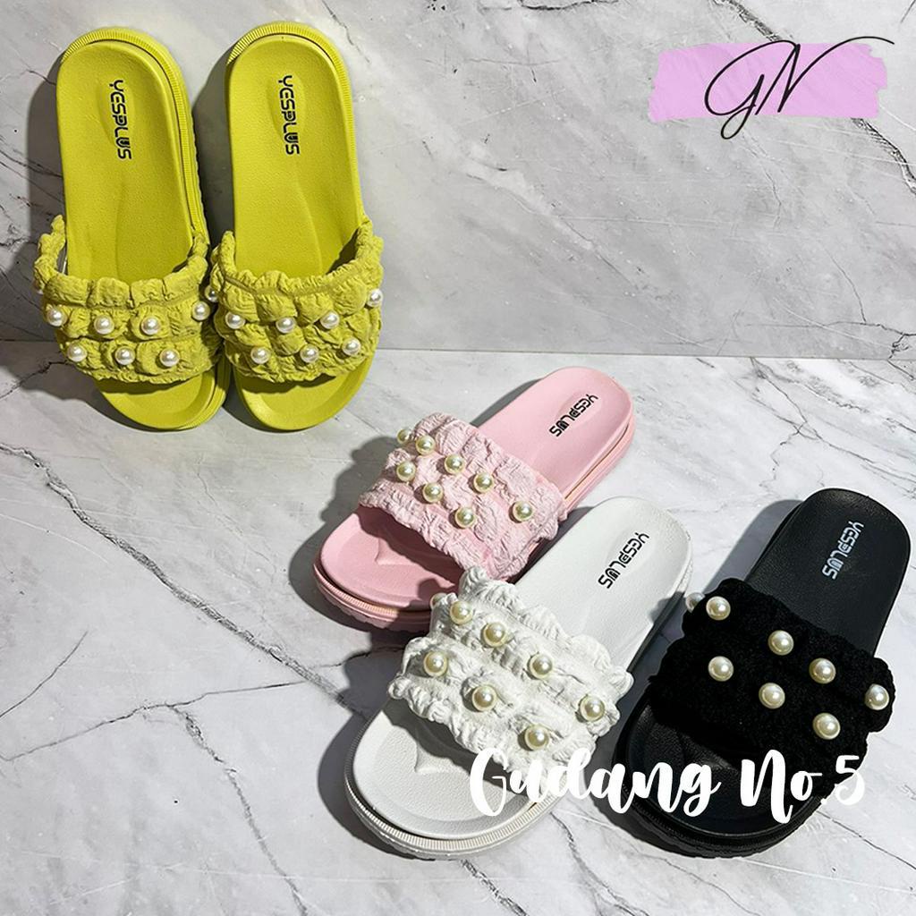 GN-1818 Sandal Selop Korean Style Fashion Wanita Model Mutiara Import Yesplus PCU