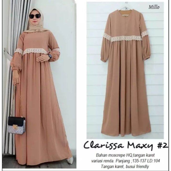 Baju Muslim Wanita Terbaru dan Terlaris 2023 / Clarissa Maxi Dress / Dress Muslim Busui Friendly / Baju Muslim Bahan Adem / Dress Muslim Kekini