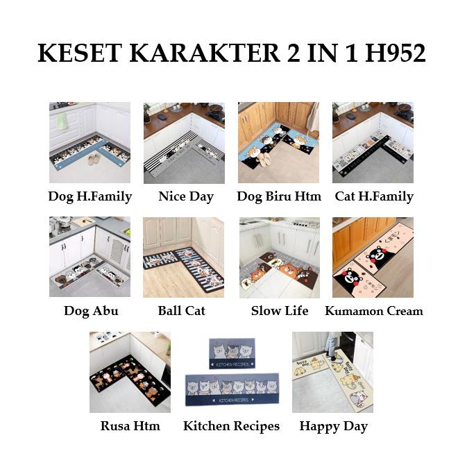 Grosir - H952 (2 IN 1) Keset Dapur Karakter Pendek 60 x 39.8cm &amp; Panjang 40x120cm / Keset Kaki / Keset Motif Kartun