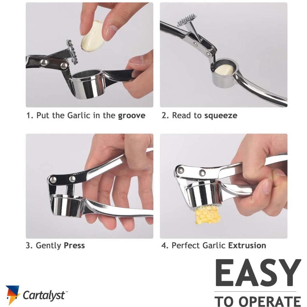 Easy Stainless Steel Garlic Pressure / Alat Penghancur Bawang Manual Dengan Tangan Gepres Penggepres Penggerus Pelembut Penekan Tekan Penghalus Bawang Putih Dapur Garlic Presser