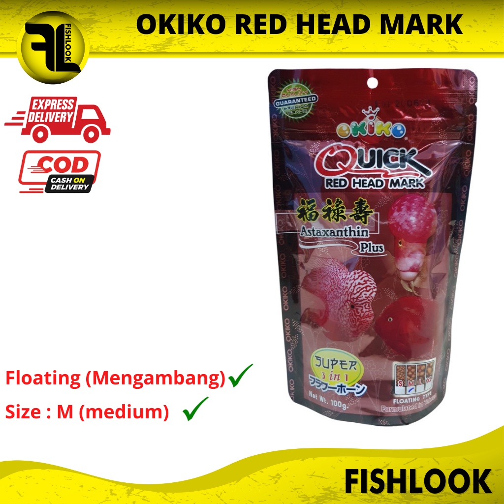 Okiko merah quick red head mark makanan pakan ikan louhan 100gr