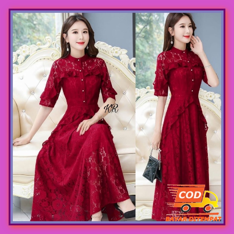 Model Terbaru!!! Dress Borkat Natalia Alea Gliter Mutiara Mewah Model Kekinian Modern Hits Wanita Re