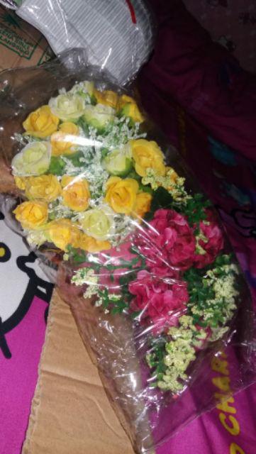 Pot Dinding Bunga Hias Mawar Plastik Dekorasi Shabby Wall Pot Vas Dinding Rotan Plastik