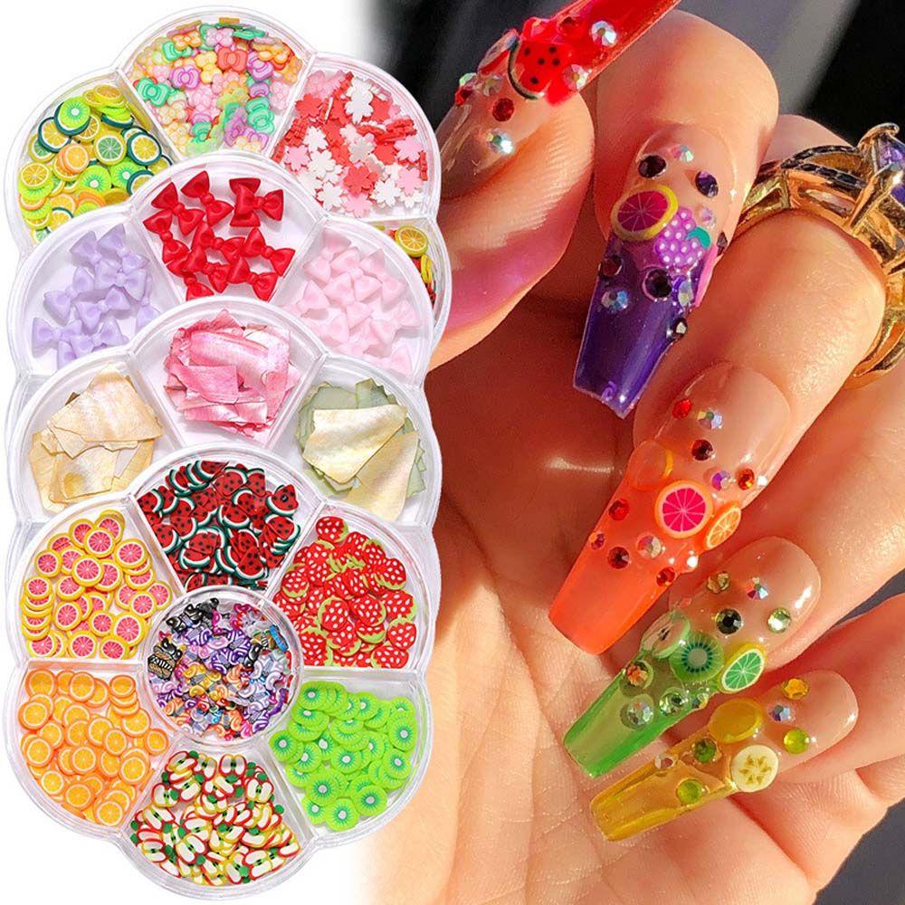 Mxbeauty Mutiara Nail Art Dekorasi Roda Putih Lolipop Setengah Bulat Shell Irisan Manikur Alat 3D Kuku Berlian Imitasi