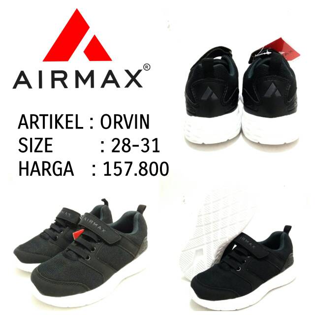 Sepatu sekolah anak Airmax orvin size 28-31 terbaru