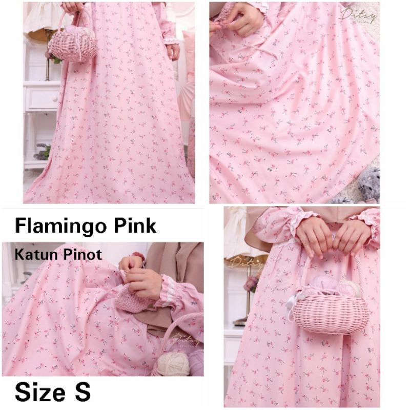Ditsy Januari Flamingo pink size S / gamis homedress katun murah