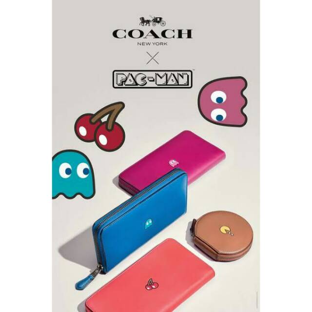 Coach Pac-Man Calf Leather Wallet dompet kulit continental purse ori original authentic