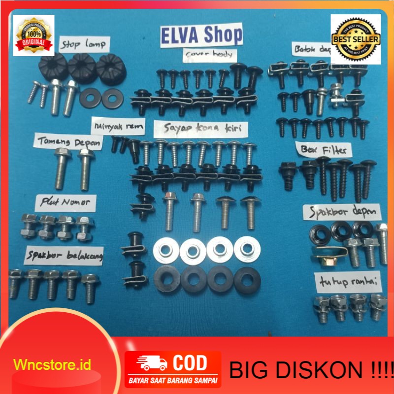 {TERLARIS}   baut karet ring bosh skrup lengkap full set body honda karisma