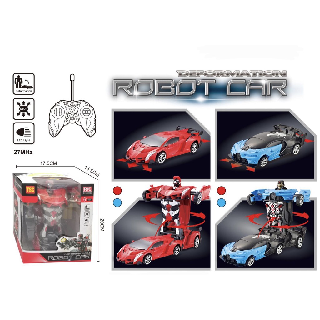 RC TRANSFORMER 1: 18 MOBIL REMOT JADI ROBOT BATERAI CHARGE dan CHARGER