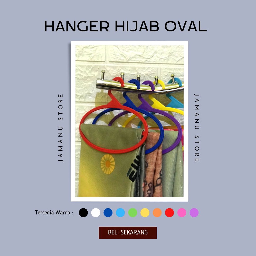 Hanger gantungan Jilbab Hijab Oval bijian Premium Warna Lengkap