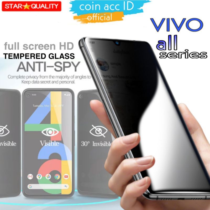 ANTi SPY VIVO Y11/Y12/Y15/Y17/Y20s/Y20i/Y20/Y30/Y30i/Y50/V20 se/Y91/Y95/Y93 - tempered glass privacy