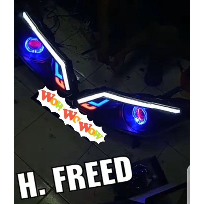 Headlamp Honda Freed.Castem Headlamp Honda Projector Proji LED Bar.Lampu Honda Freed Proji.Custom He