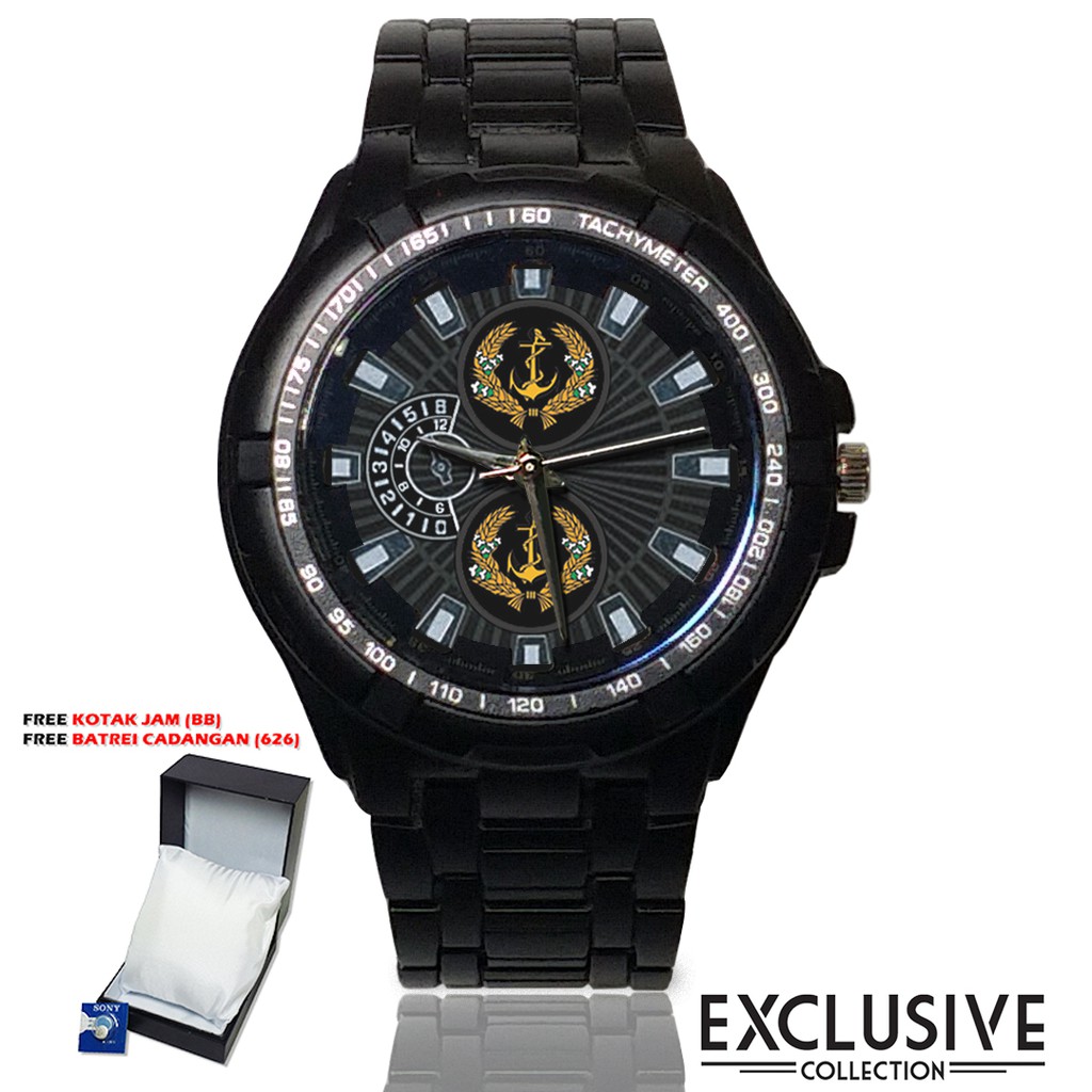 (Bagus Bossku) Jam LOGO TNI-AL Rantai Sport