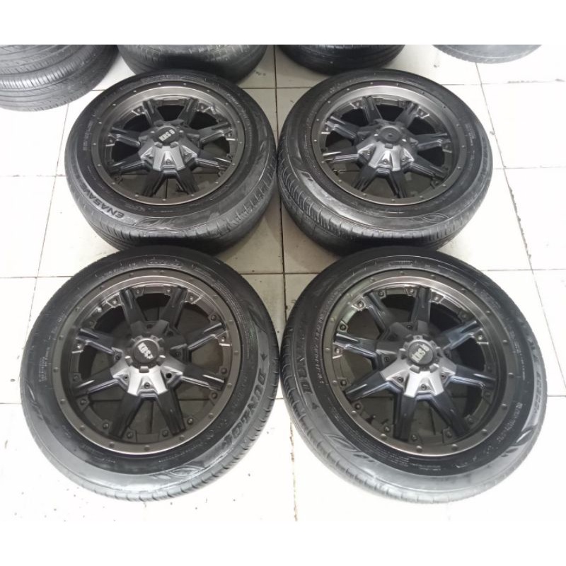 Velg Mobil Bekas Racing Ring 17x8,5 Pcd 5x114 + Ban Dunlop 215 60 R17 Buat Inova Hrv X-Pander CRV Te
