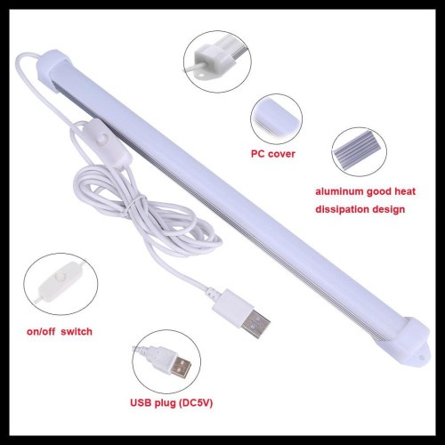 Lampu Neon Panjang Strip Tabung LED USB Komputer Cahaya Portable